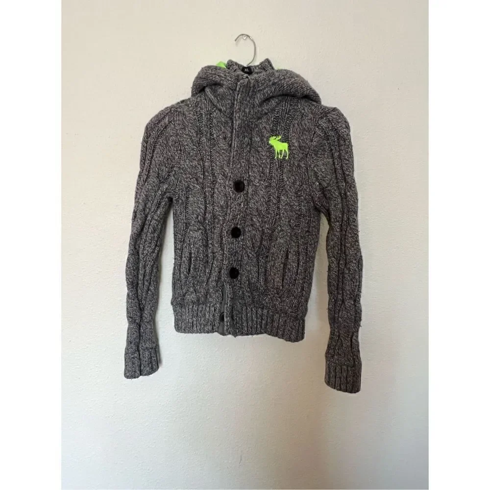 Abercrombie Boy Knitted jacket Gray /Green size Large